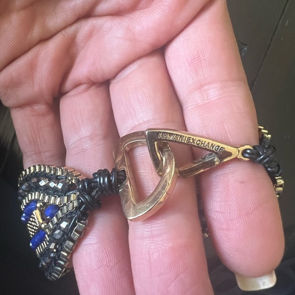 Armani Exchange Gold and Blue Beaded Cuff Bracelet - Picture 4 of 6